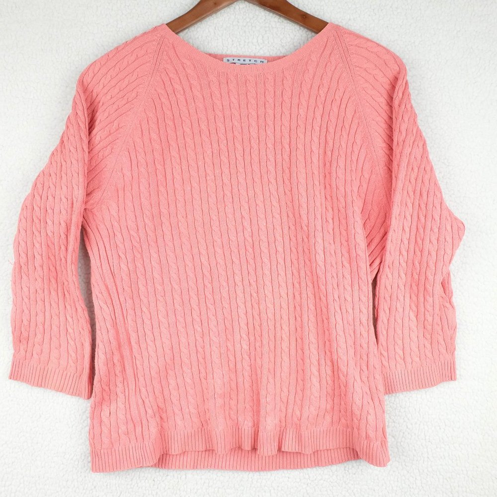 Gap Cable Knit Sweater Womens Large Pink Vintage Lightweight Outdoor Classic